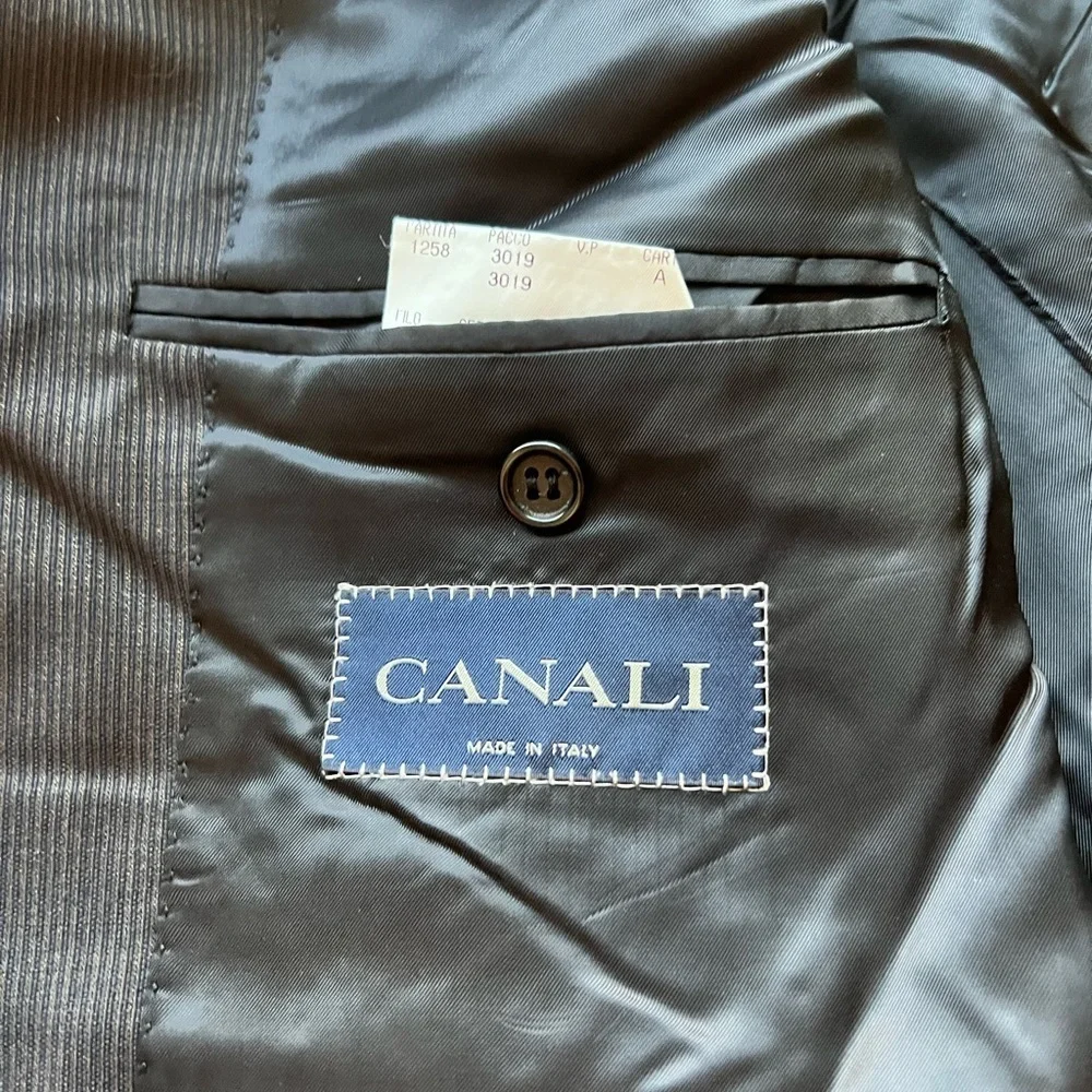 Canali Black Pinstripe Wool 3 Button Sportcoat